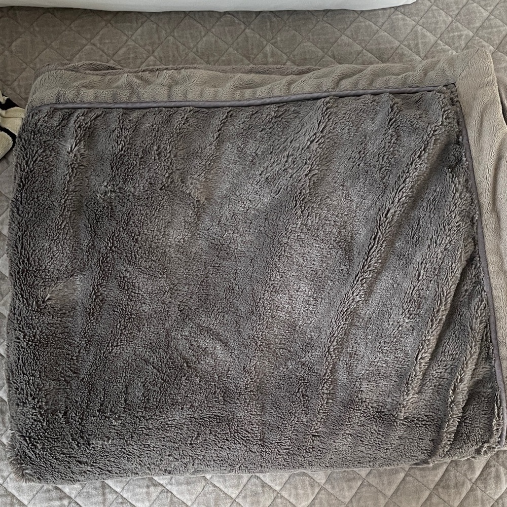 Restoration Hardware Plush Gray Throw Blanket